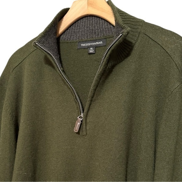 Tricots St Raphael Men’s Size XL Army Green 1/4 Zip Long Sleeve Pullover Sweater - Picture 1 of 9